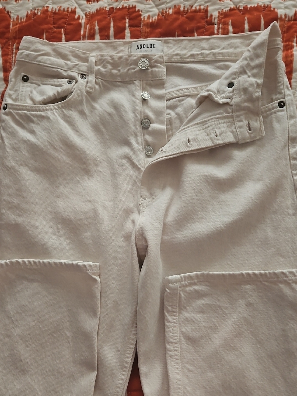 Agolde White Button-Fly Denim Jeans